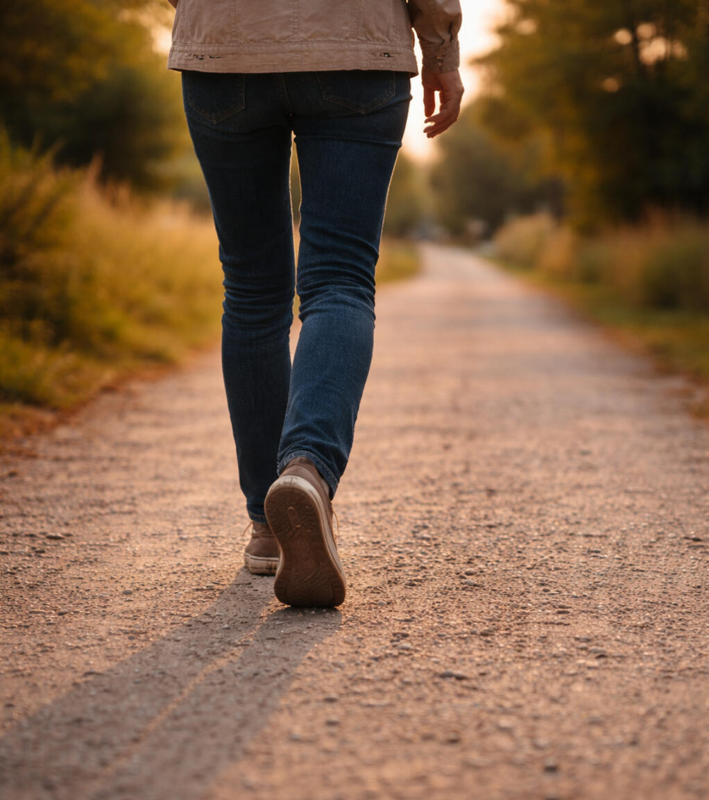 Person walking along a path symbolizing leaving a clarity session with clear next steps and direction